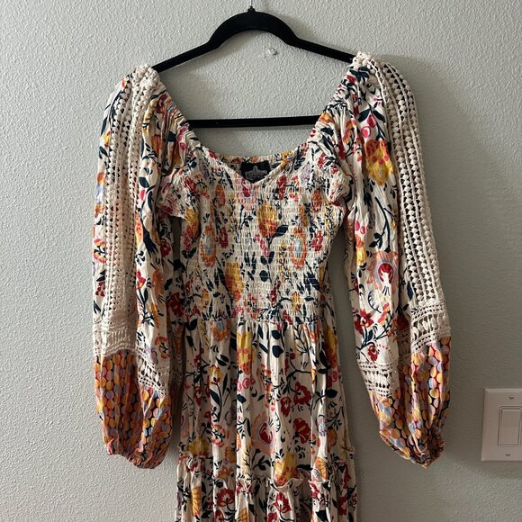 Angie Maxi Dress Women's SMALL Peasant Bohemian Boho Tiered Colorful - Picture 2 of 6